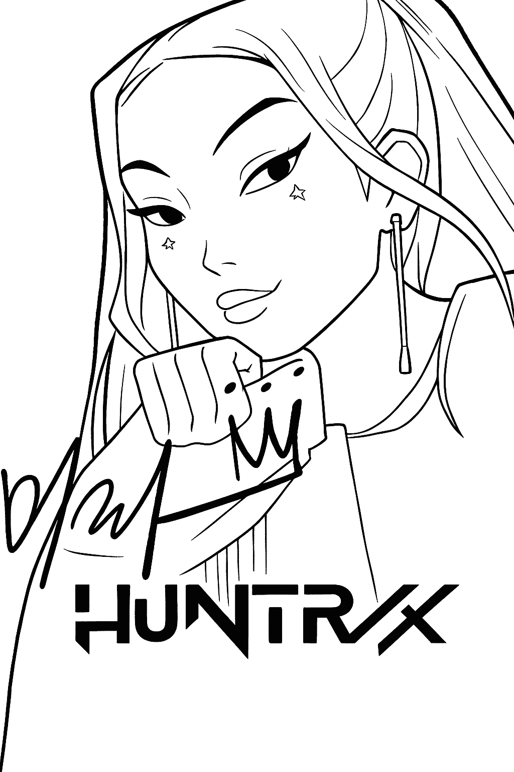 Mira HUNTR/X Coloring Page - Free printable coloring page for all-ages (easy difficulty level)