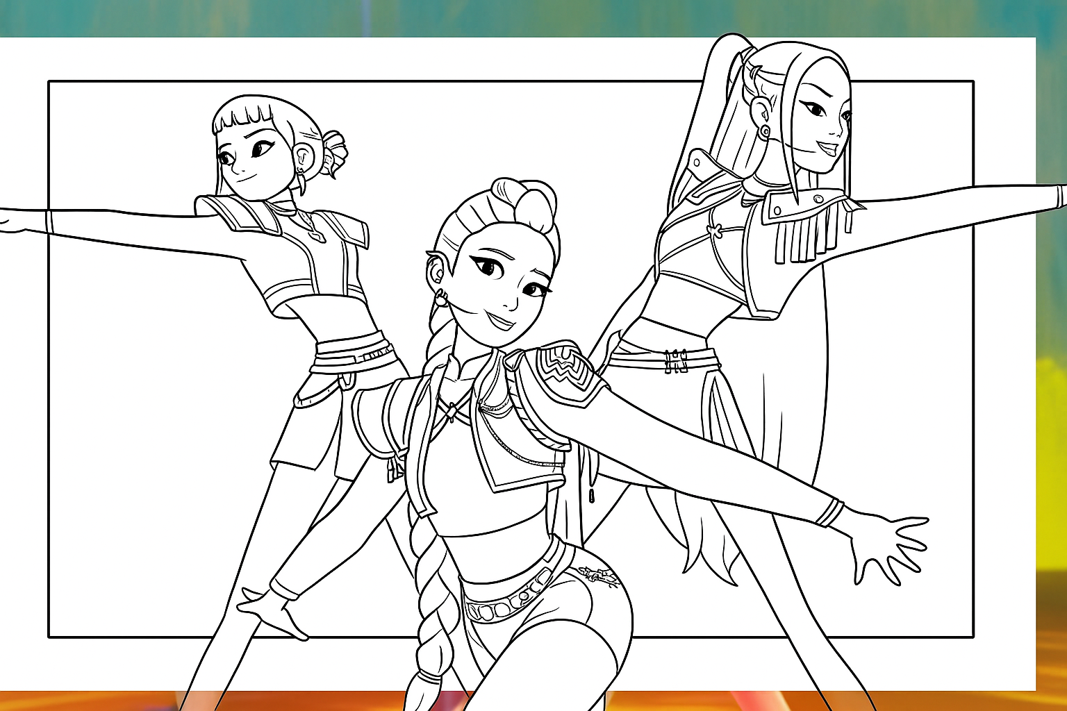 Huntrix coloring pages theme - Free printable huntrix coloring sheets collection
